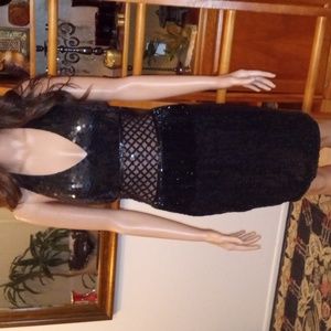 Vintage Niteline 90s Sequin Halter Top Party Dress Sz 8